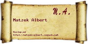 Matzek Albert névjegykártya